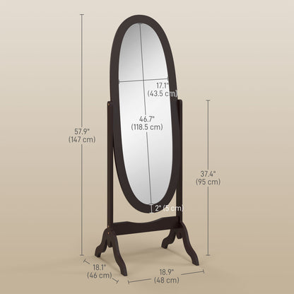 Full Length Oval Floor Standing Mirror Adjustable Angle