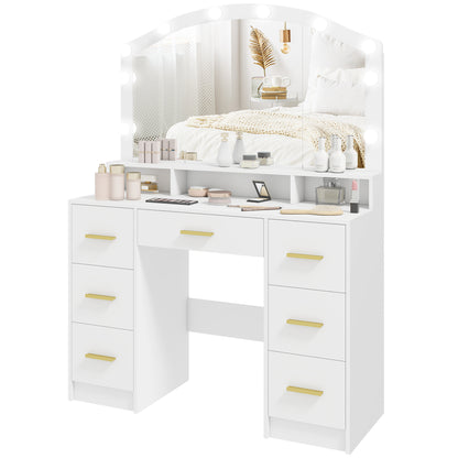 Tocador de maquillaje con espejo y 10 luces LED