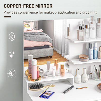 Vanity Set with Mirror and Stool