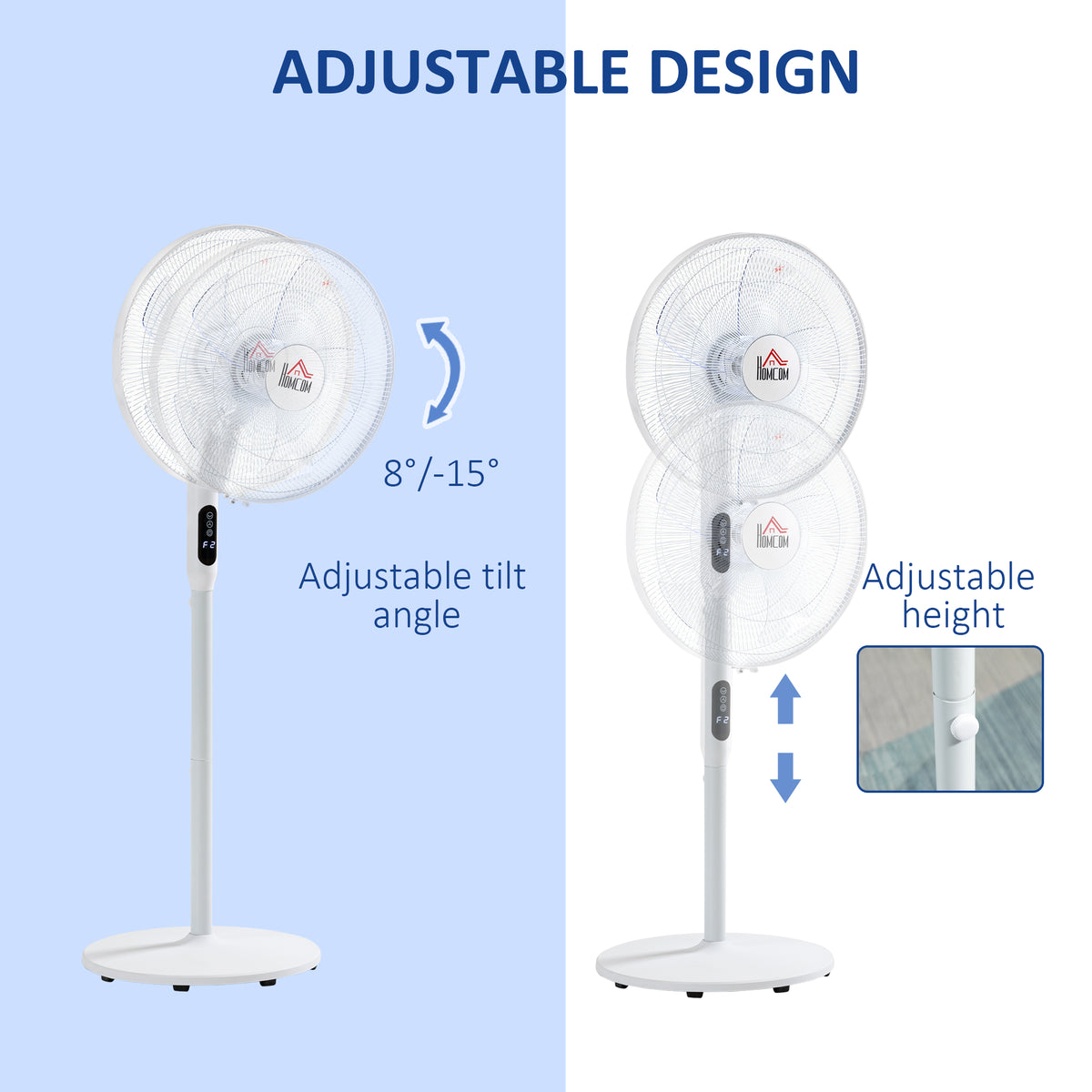 Oscillating Floor Fan with Remote Control and LED Display
