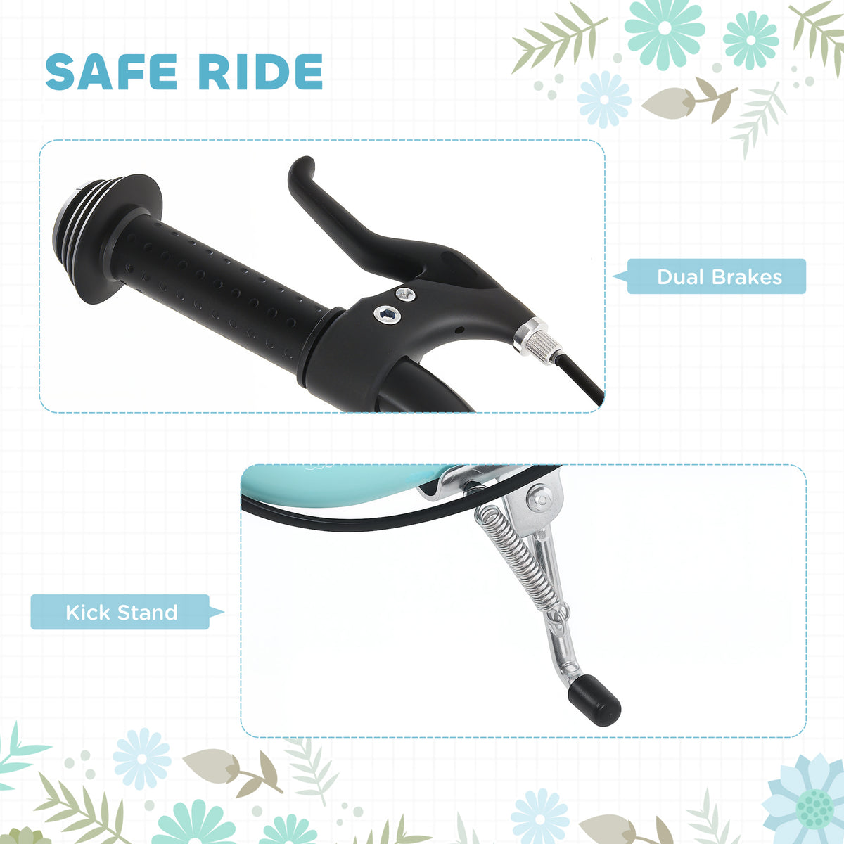 Kids Kick Scooter with Dual Brakes and Inflatable Wheels