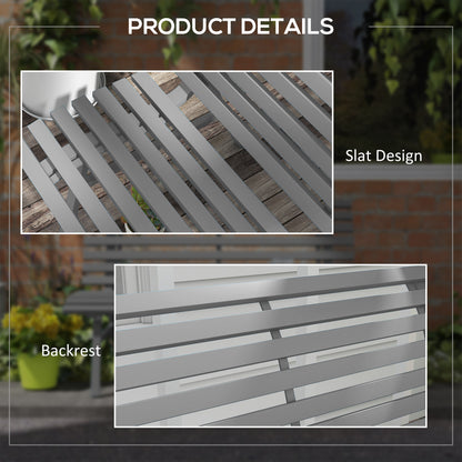 Outdoor patio bench aluminum two-seater — gray