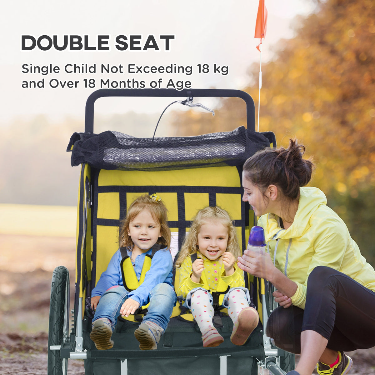 2-in-1 Kids Bike Trailer Foldable with Stroller