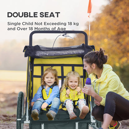 2-in-1 Kids Bike Trailer Foldable with Stroller