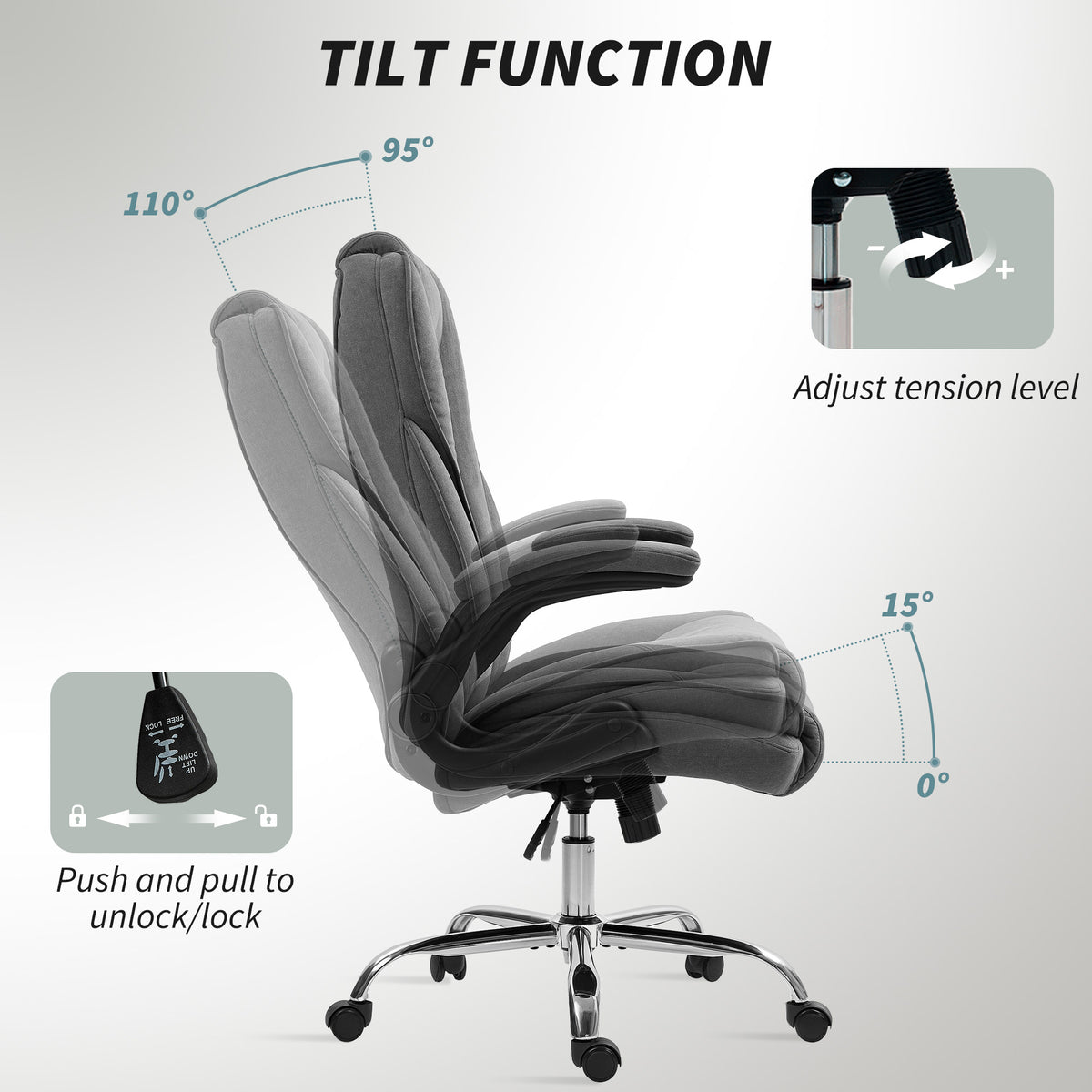 Executive velvet ergonomic office chair