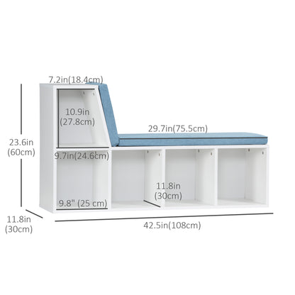 5-Cube Bookcase with Cushioned Reading Bench