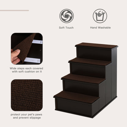 Escalera para perros de 4 niveles de madera MDF — café oscuro