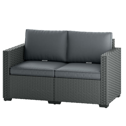 Outdoor Loveseat 2 Seater with Deep Cushions — Dark