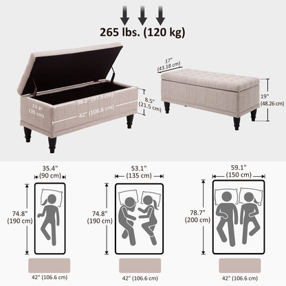 Tufted fabric storage bench