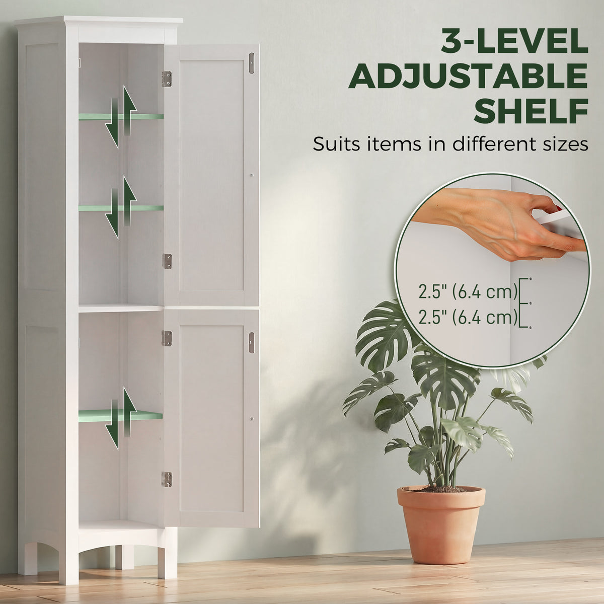 Tall Bathroom Cabinet Freestanding Storage Adjustable