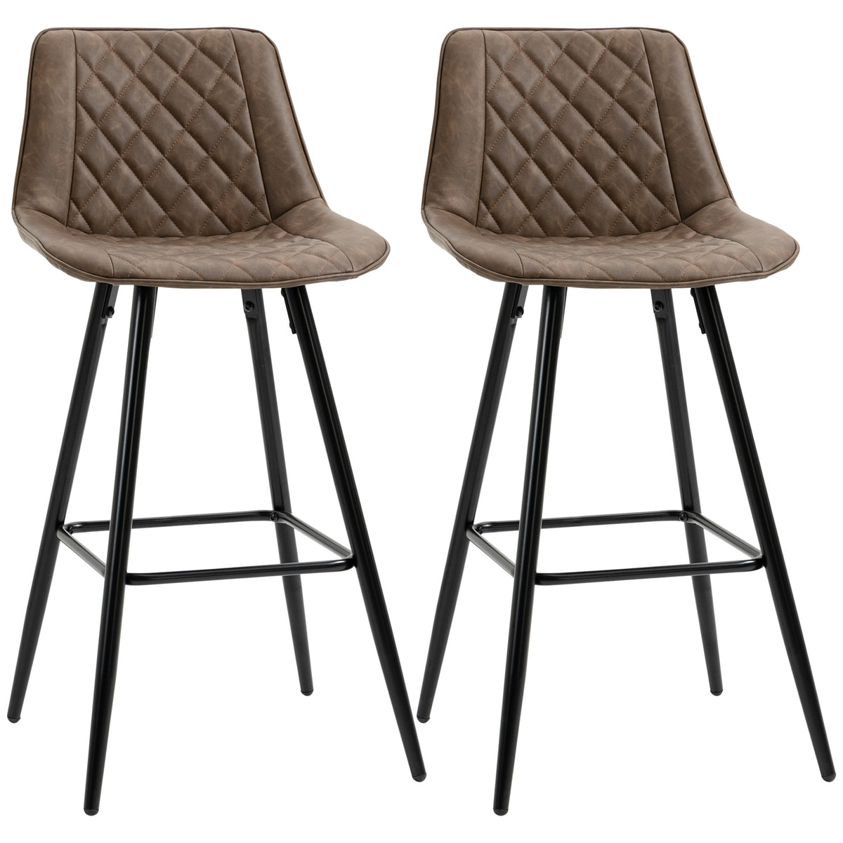 Set of 2 Modern PU Leather Bar Stools