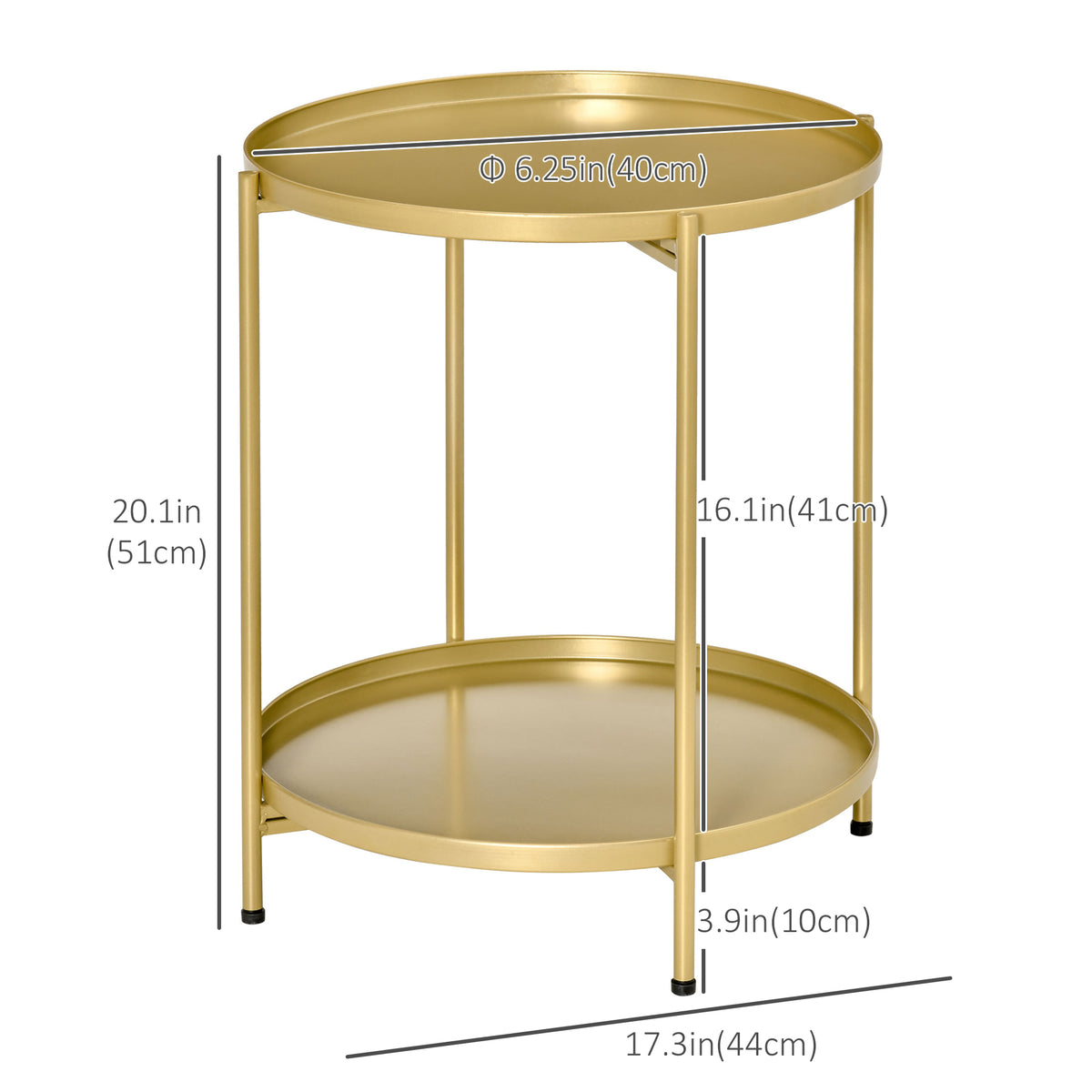 Round 2-tier side table with removable trays
