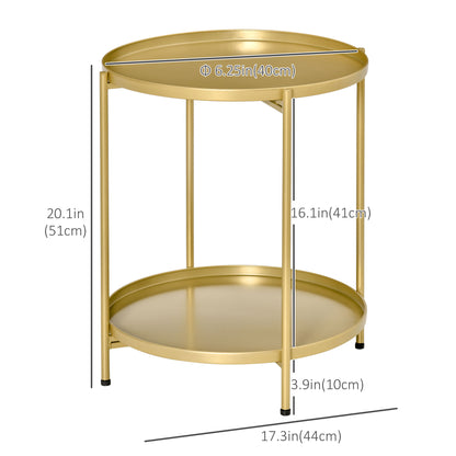 Round 2-tier side table with removable trays