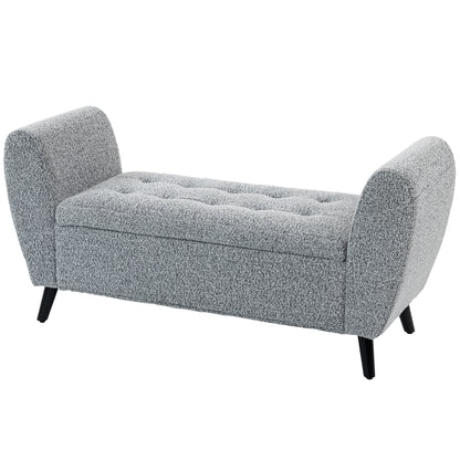 Modern Upholstered Storage Bench with Arms
