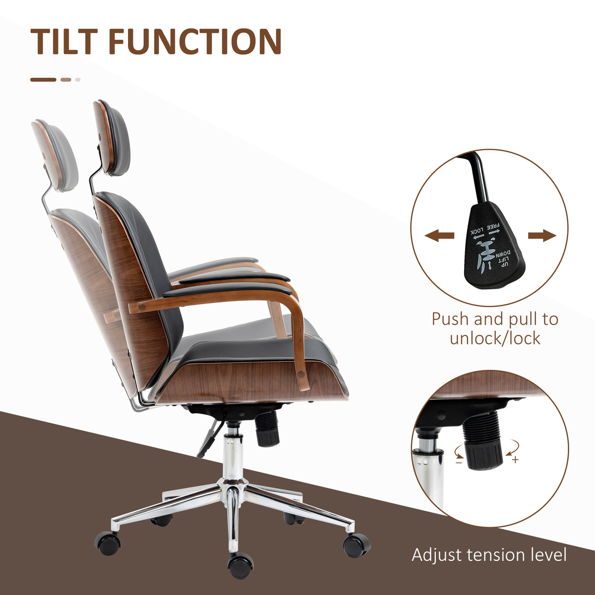 Silla de oficina ergonómica de cuero sintético
