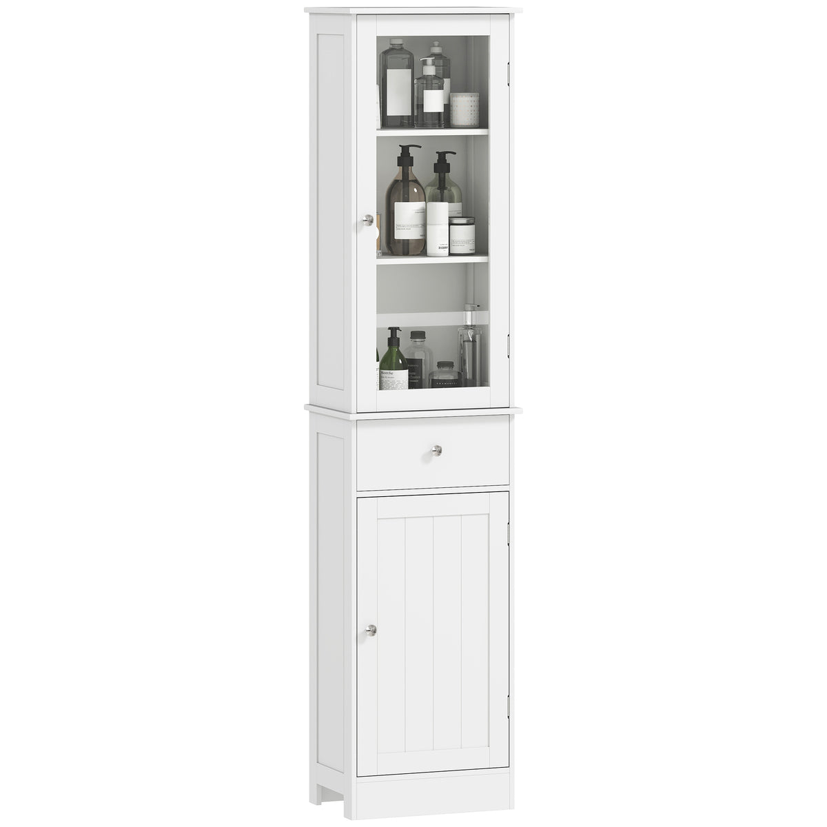 Armario alto de baño con cajón y puertas