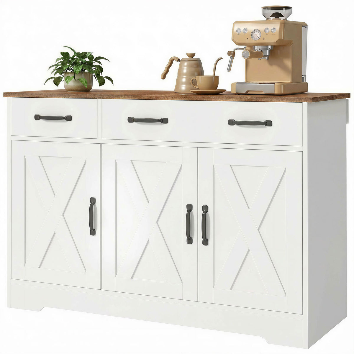 Farmhouse Sideboard 43 inch Barn Doors — Brown