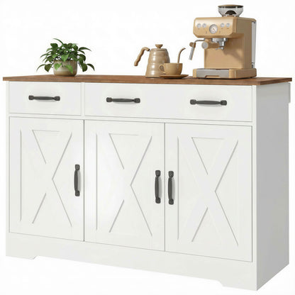 Farmhouse Sideboard 43 inch Barn Doors — Brown
