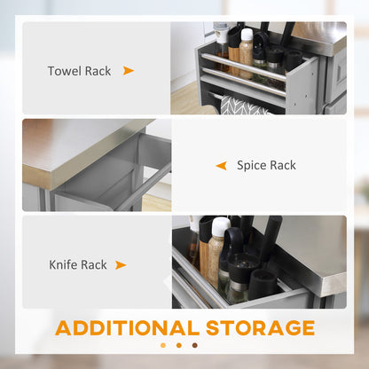 Stainless Steel Kitchen Island with Storage