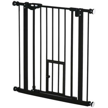 Retractable pet gate with cat door