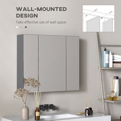 Armario de pared para baño con espejo y 3 puertas