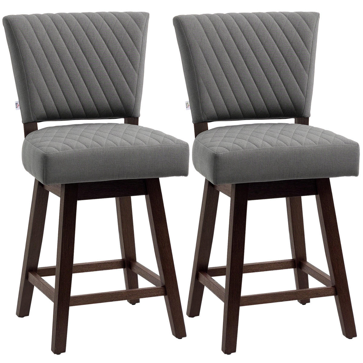 Swivel bar stools set of 2 with wood legs