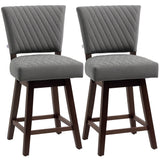 Swivel bar stools set of 2 with wood legs