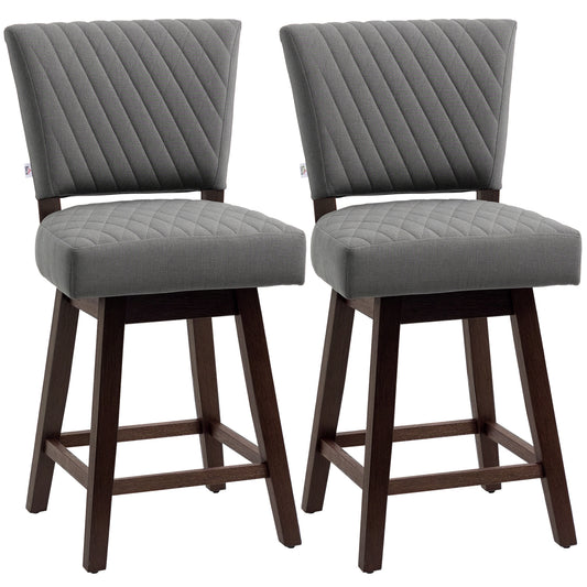 Juego de 2 taburetes de bar giratorios con patas de madera