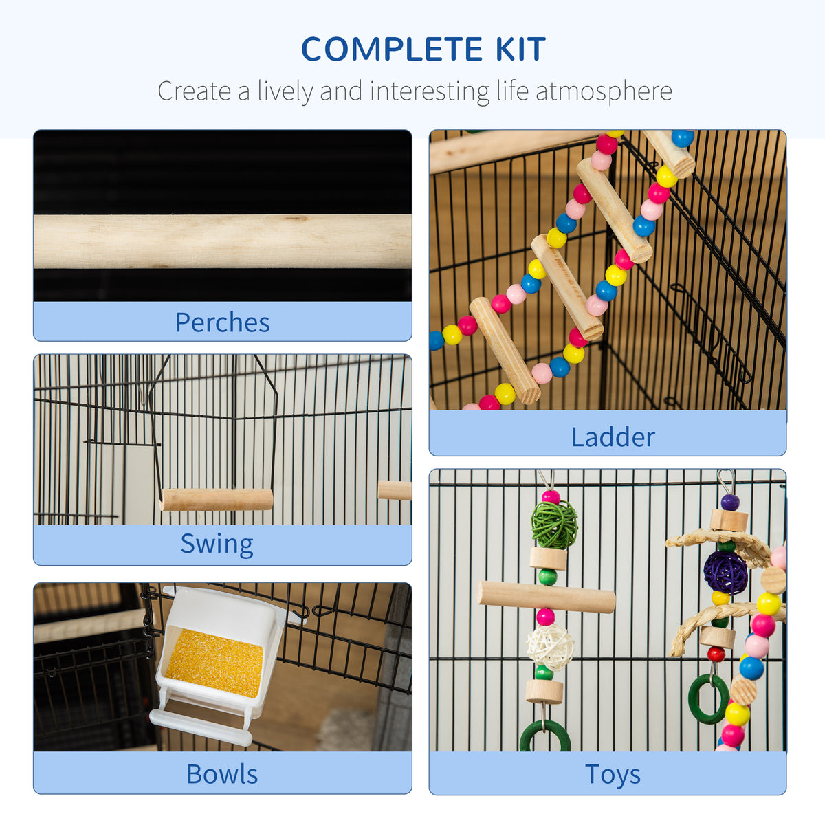 Spacious Bird Cage with Toys and Accessories