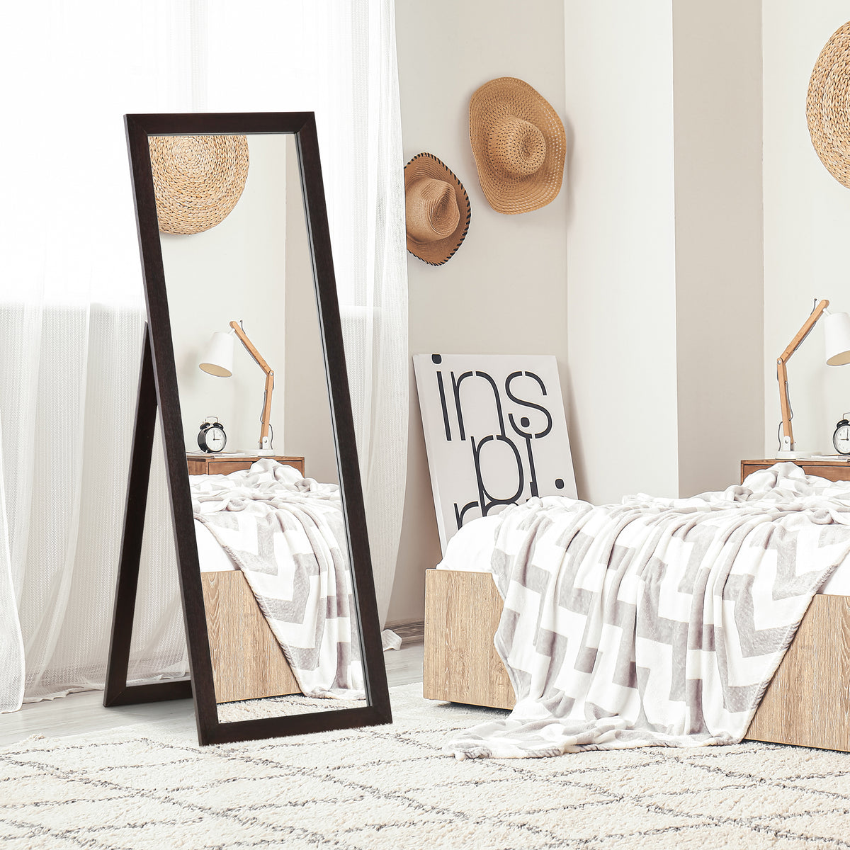 Full length rectangular mirror 58 x 20 inches with frame