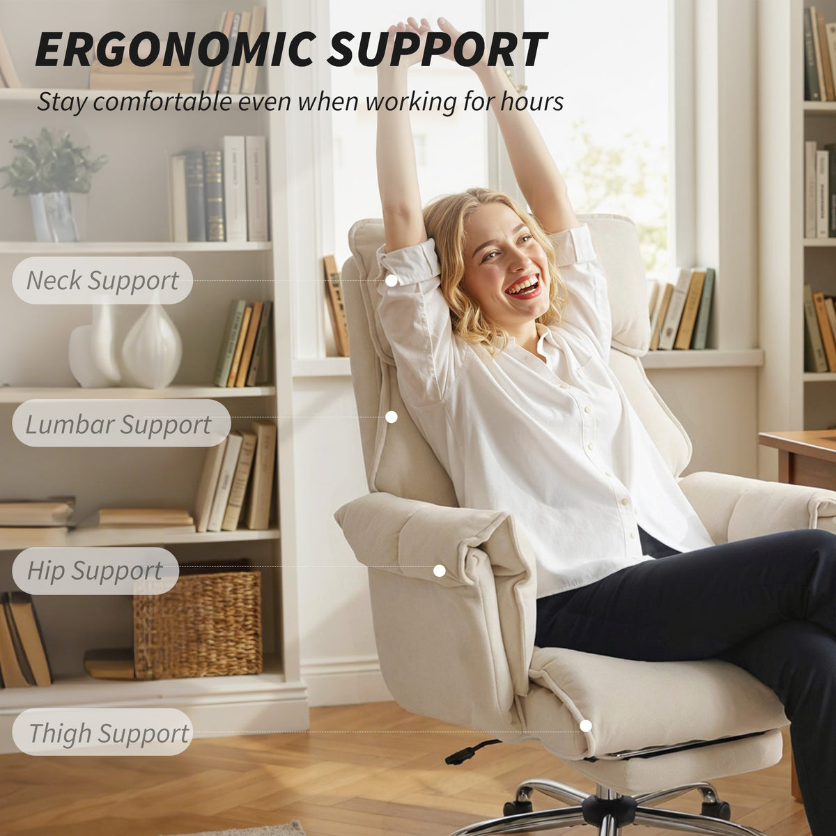 Reclining Office Chair with Footrest and Headrest