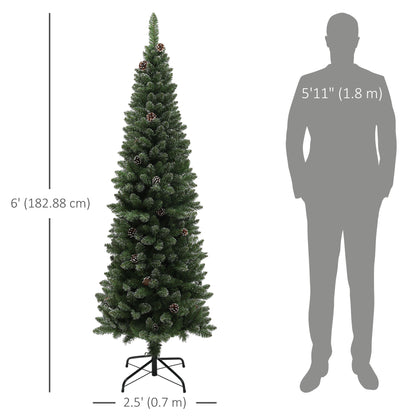 180 cm Artificial Pencil Christmas Tree with Pinecones