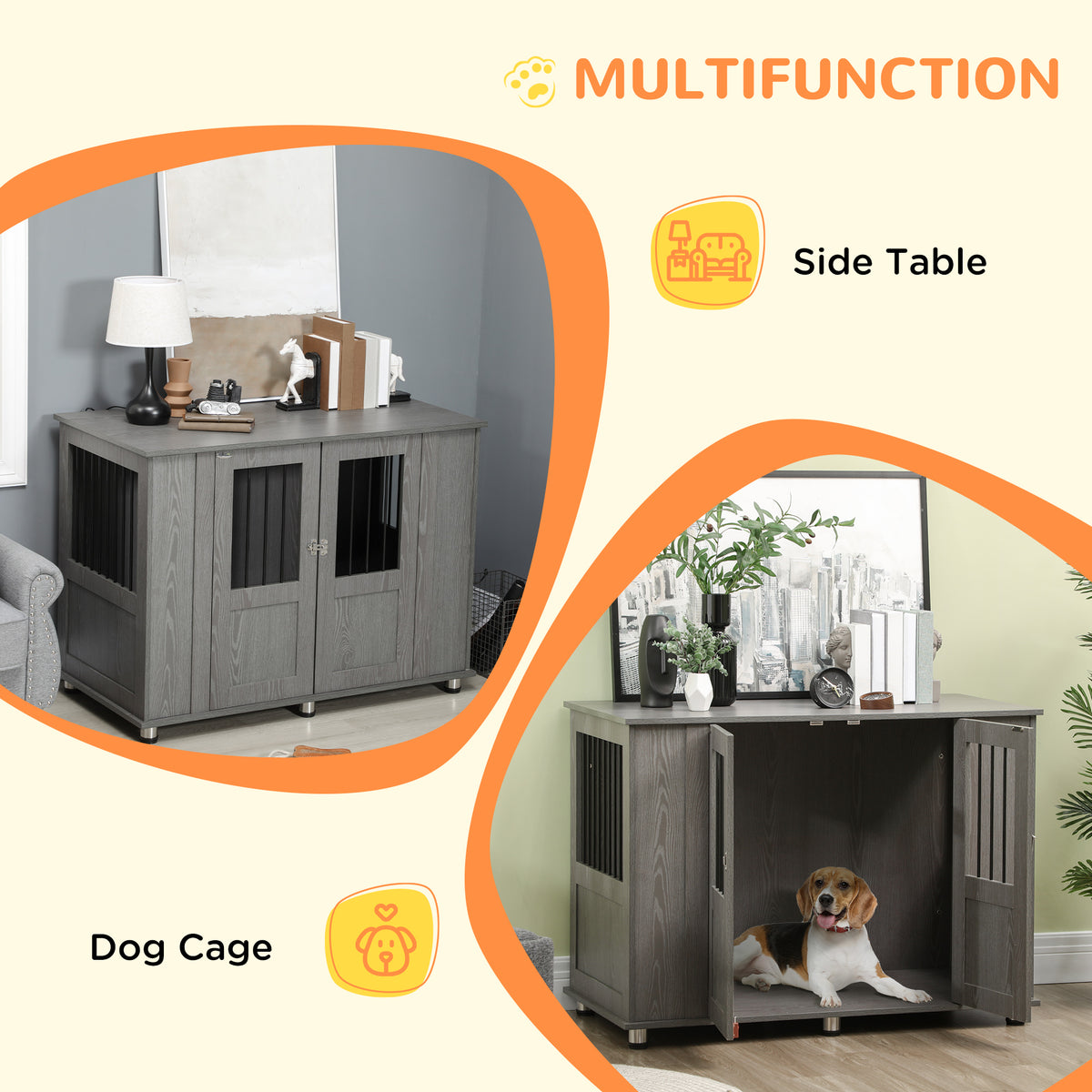 Dog Crate Furniture with Lockable Magnetic Door
