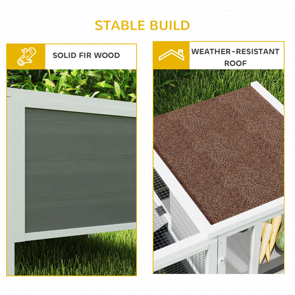 Rabbit hutch wooden dual-zone weatherproof roof