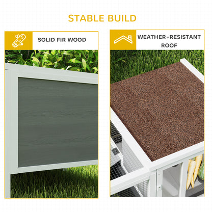 Rabbit hutch wooden dual-zone weatherproof roof