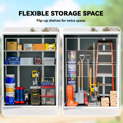 Storage Shed 4.4' × 2.3' Lockable Doors Foldable Shelves