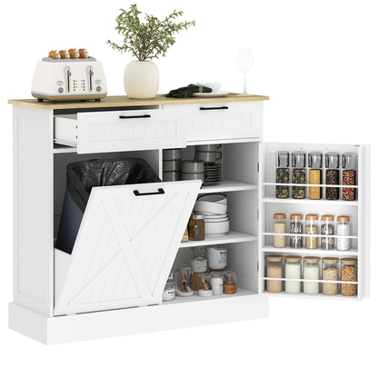 Mueble con cubo de basura oculto y 2 cajones
