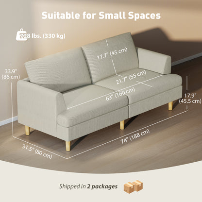 Sofa 3 seater modern corduroy spring cushions