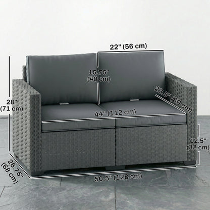 Outdoor Loveseat 2 Seater with Deep Cushions — Dark