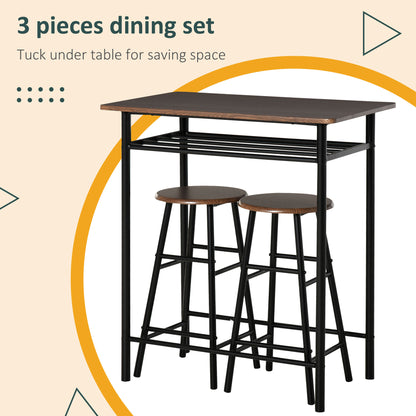 Conjunto de mostrador de 3 piezas con mesa y taburetes