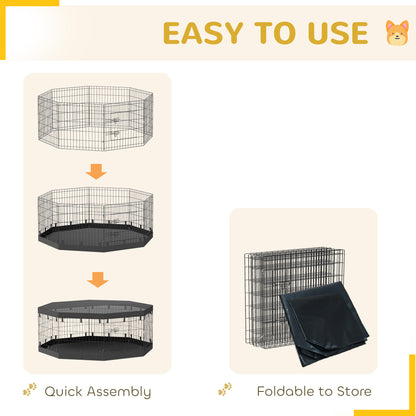 Parque plegable para perros de 8 paneles con techo