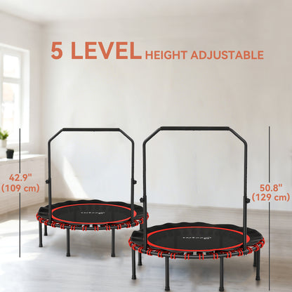 Indoor foldable rebounder mini trampoline with adjustable handle