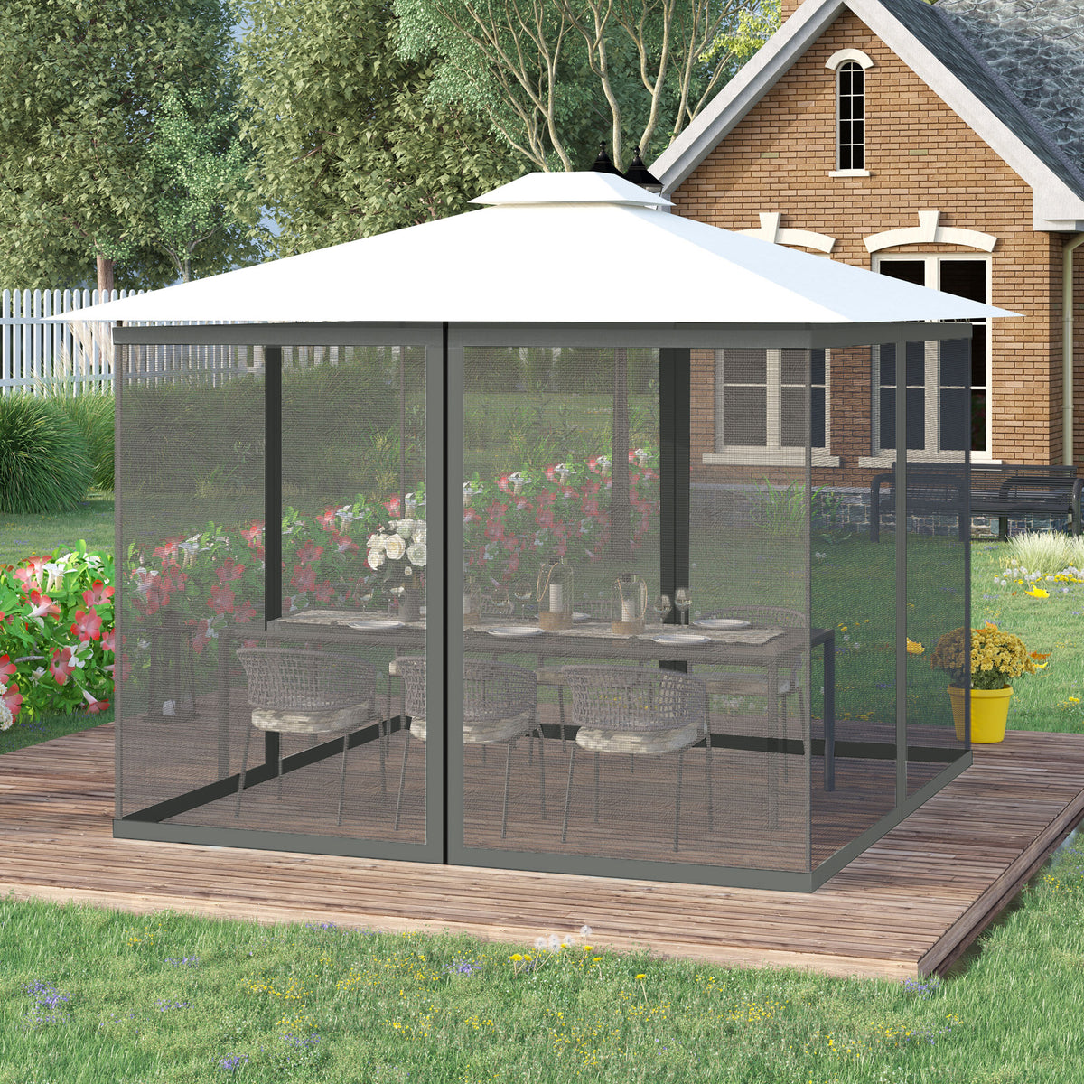 10' x 13' Khaki Gazebo Replacement Mosquito Netting with Zipper