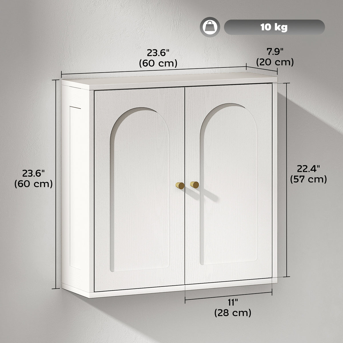 Modern bathroom wall medicine cabinet with two arched doors