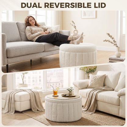Round coffee table with hidden storage