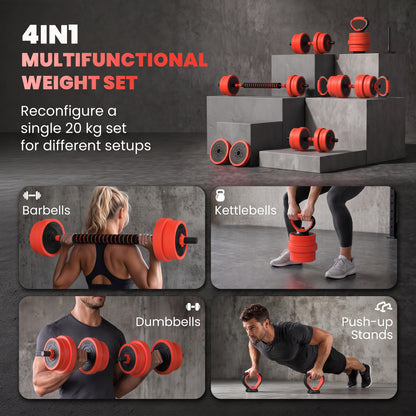 4-in-1 20 kg Adjustable Dumbbell Set