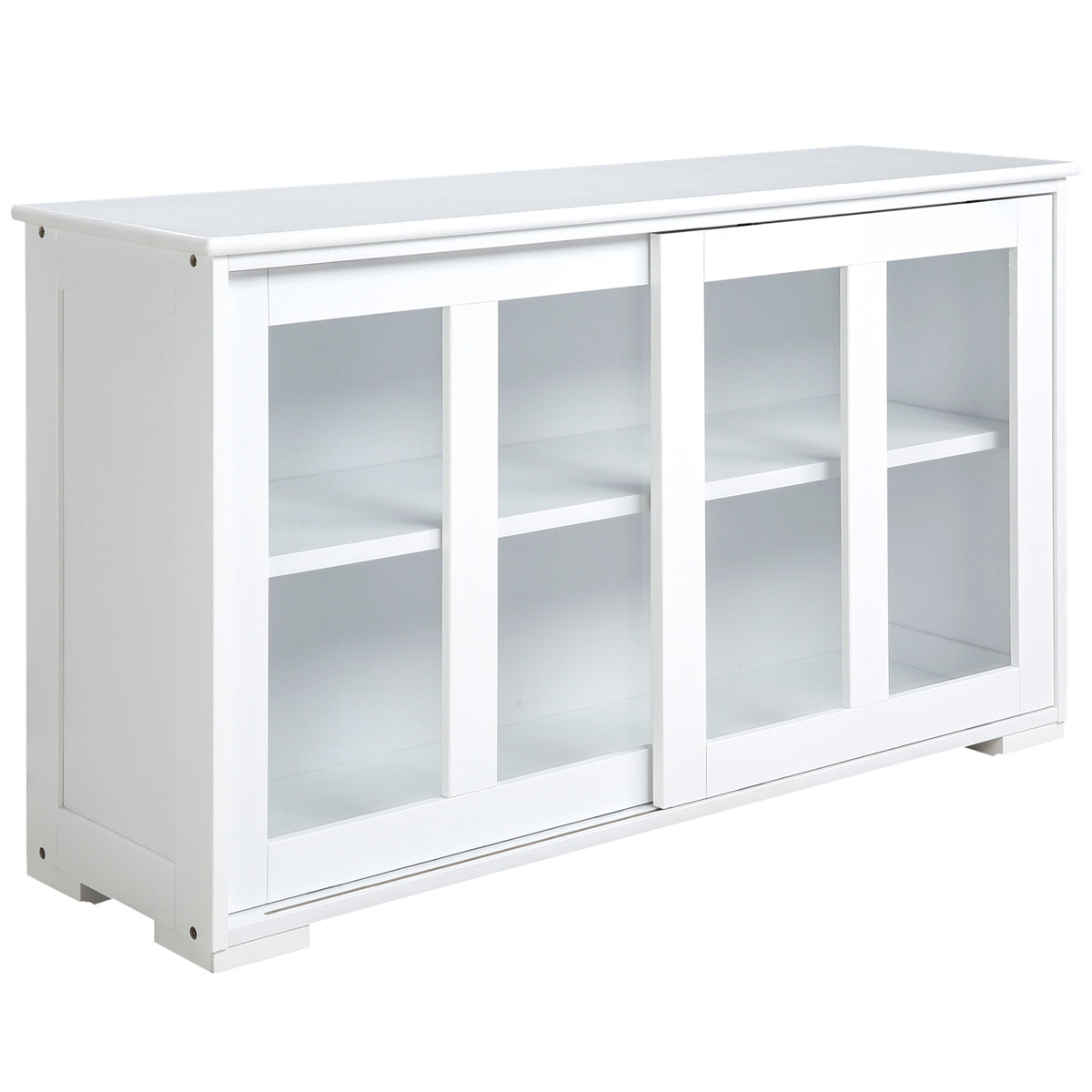 Aparador de cocina apilable con puertas correderas de cristal