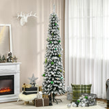 Slim Snow-Flocked Artificial Christmas Tree 7ft