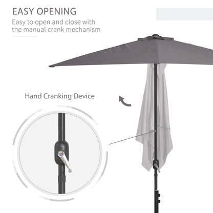 8 ft Half-Round Balcony Patio Umbrella with Crank