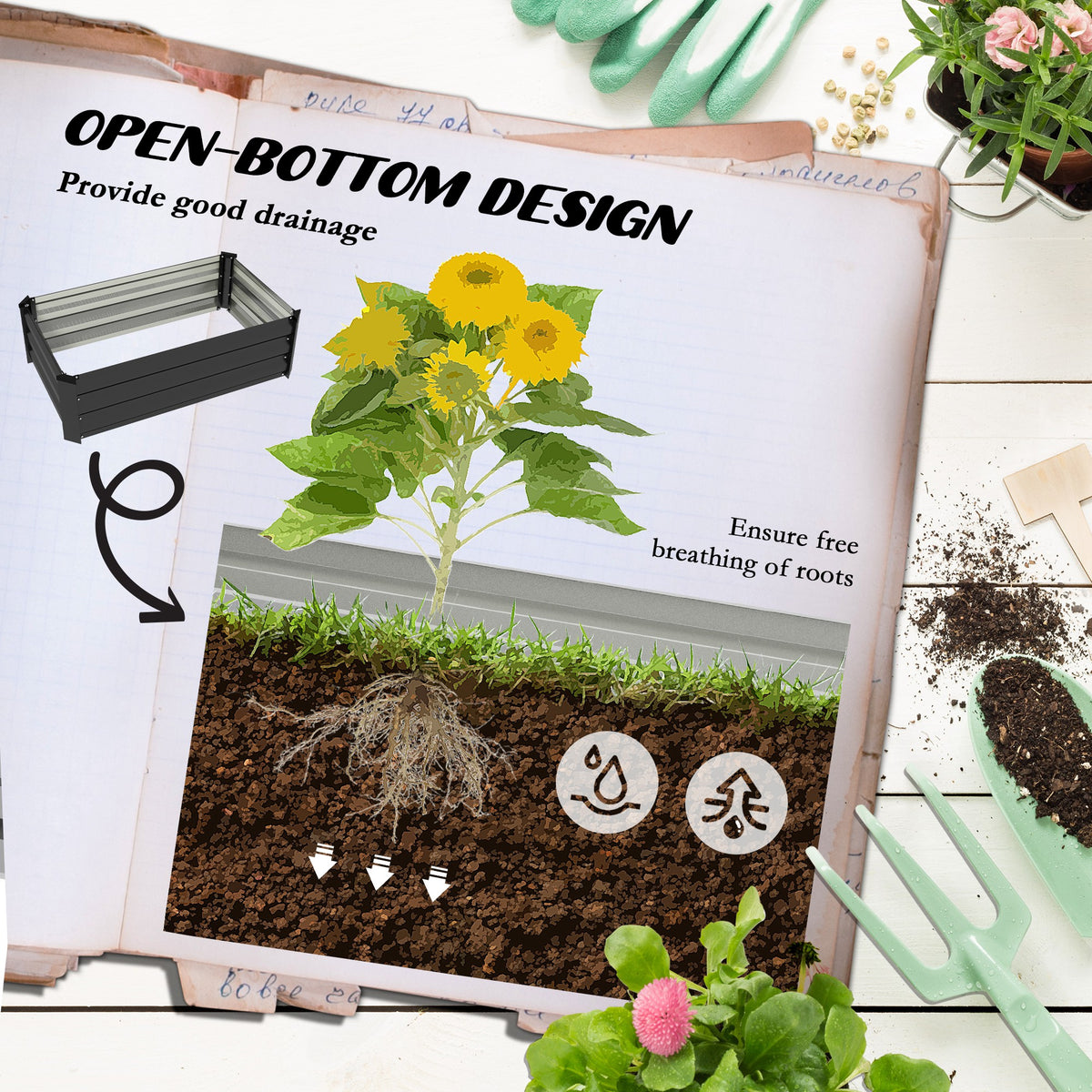 Galvanized Raised Garden Beds Set of 2 Outdoor